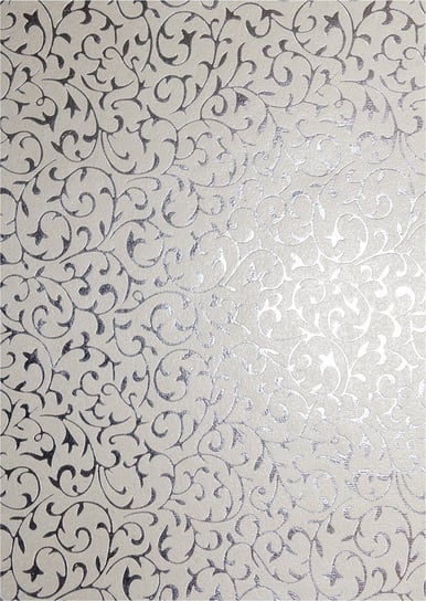 Papier dekoracyjny, metalizowany ecru - srebrna koronka, 18x25 cm, 5 arkuszy Orient Paper