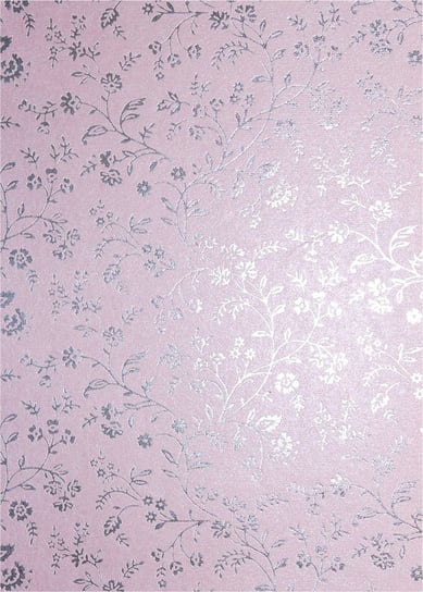 Papier dekoracyjny, metalizowany różowy - srebrne kwiatki, 18x25 cm, 5 arkuszy Orient Paper