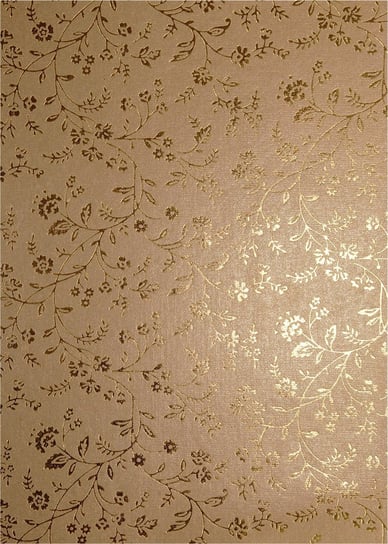 Papier dekoracyjny, metalizowany złoty - złote kwiatki, 56x76 cm Orient Paper