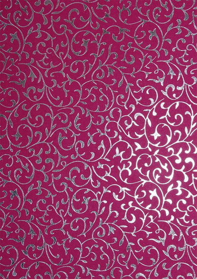 Papier dekoracyjny, Orient Paper, amarantowy, srebrna koronka, 18x25 cm, 5 arkuszy Orient Paper