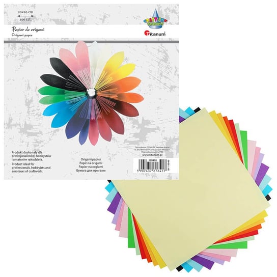 Papier do origami kolorowy, 14 kolorów, 100 arkuszy Titanum