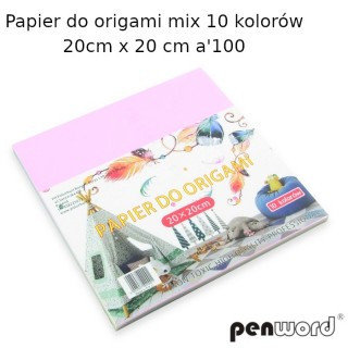 Papier Do Origami Mix 10 Kolorów 20X20Cm80Gsm A'100. Penword PENWORD