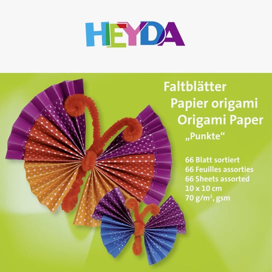 Papier do origami, Punkty, 66 arkuszy Heyda