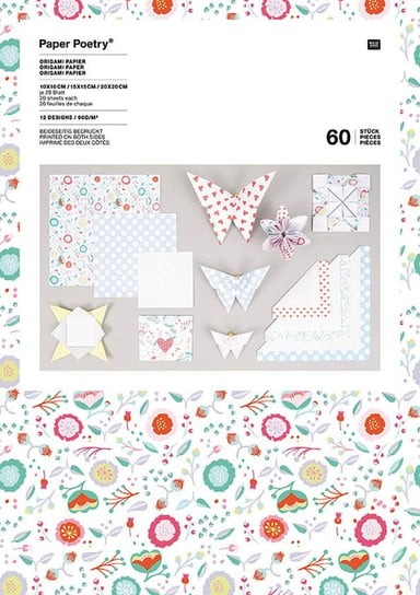 Papier do origami, Romantyczne Kwiaty, 60 sztuk Rico Design GmbG & Co. KG