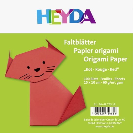 Papier do origami, Uni, czerwony, 100 arkuszy 