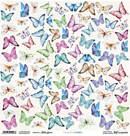 Papier do scrapbookingu 30x30 ScrapAndMe - Butterflies ScrapAndMe