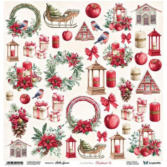 Papier do scrapbookingu 30x30 ScrapAndMe Christmas 12 arkusz do wycinania ScrapAndMe