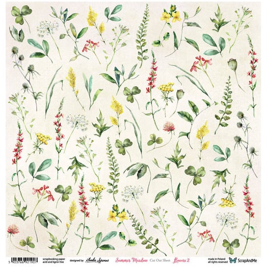 Papier do scrapbookingu 30x30 - ScrapAndMe - Summer Meadow kwiaty ScrapAndMe