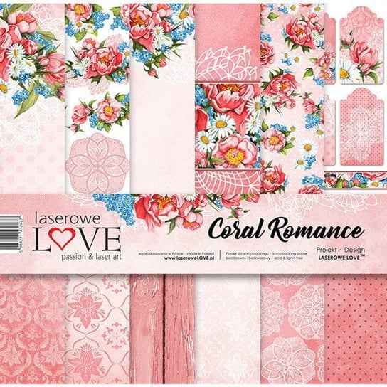 Papier do scrapbookingu 30x30cm Coral Romance - zestaw Laserowe LOVE