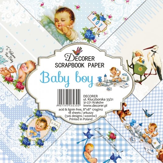 Papier Do Scrapbookingu Baby Boy Zestaw 18 Arkuszy Decorer
