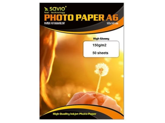 Papier fotograficzny SAVIO PA-03, 150 g/m2, A6, 50 szt SAVIO