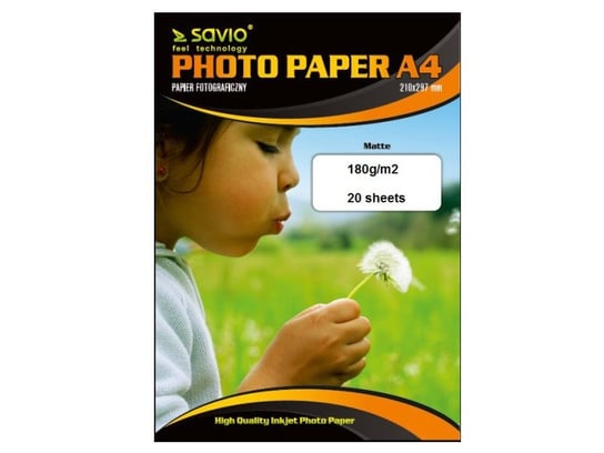 Papier fotograficzny SAVIO PA-06, 180 g/m2, A4, 20 szt SAVIO