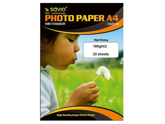 Papier fotograficzny SAVIO PA-07, 180 g/m2, A4, 20 szt SAVIO