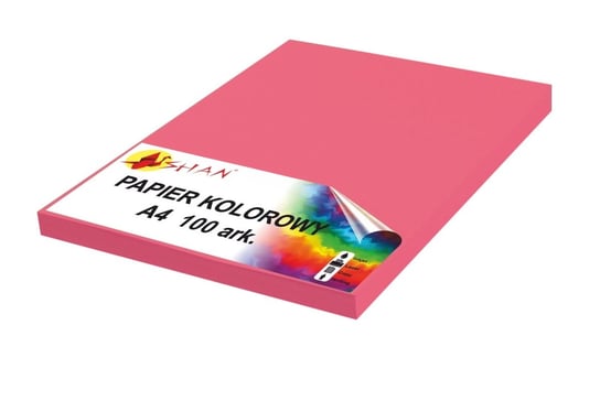 Papier kolorowy A4 100g różowy malinowy 100 arkuszy Shan