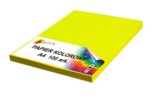 Papier kolorowy A4 120g żółty nenon fluo 100 arkuszy Shan