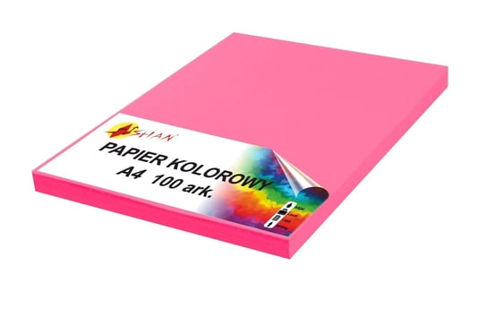 Papier kolorowy A4 80g różowy fluo neon 100 arkuszy Shan