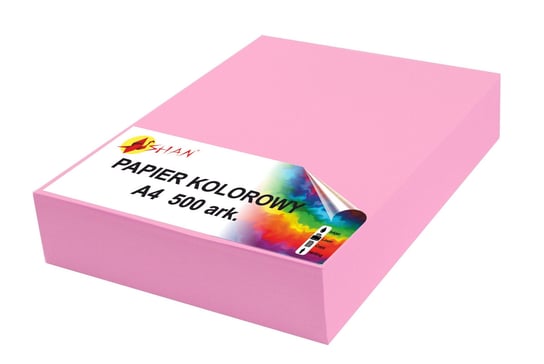 Papier kolorowy A4 80g różowy landrynkowy 500 arkuszy Shan