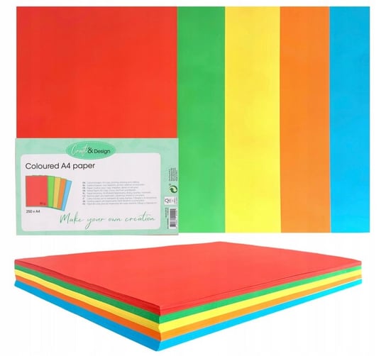 Papier Kolorowy A4 x250 Arkuszy Żywe Kolory Inna marka
