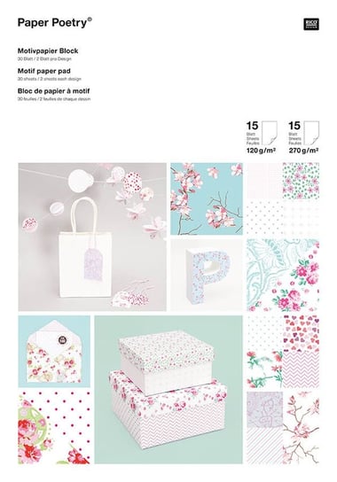 Papier, Kwiaty, 30 arkuszy Rico Design GmbG & Co. KG