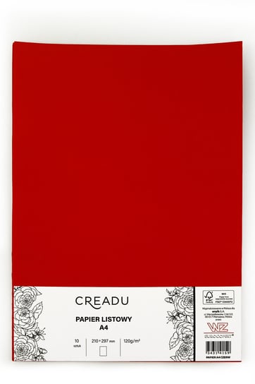 Papier listowy, A4, czerwony, Creadu Creadu