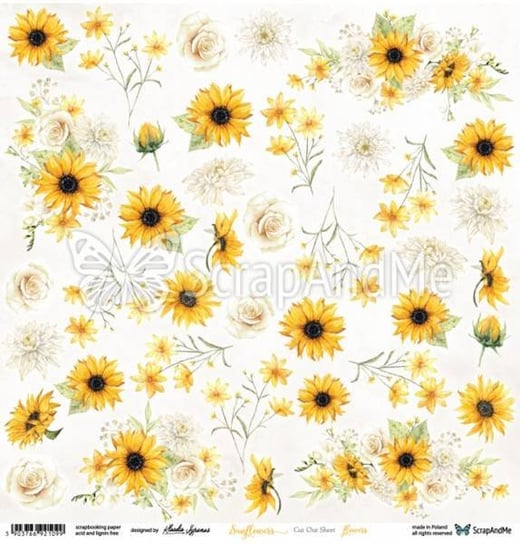 Papier Ozdobny 30X30 Sunflowers - Kwiaty ScrapAndMe