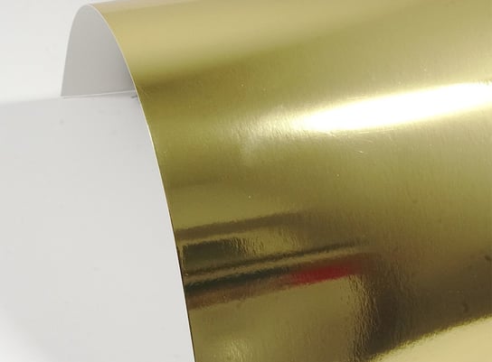 Papier ozdobny gładki lustrzany  A5 złoty Mirror Gold 300g 10 ark. - papier lustro na dodatki ślubne dekoracje okładki Netuno