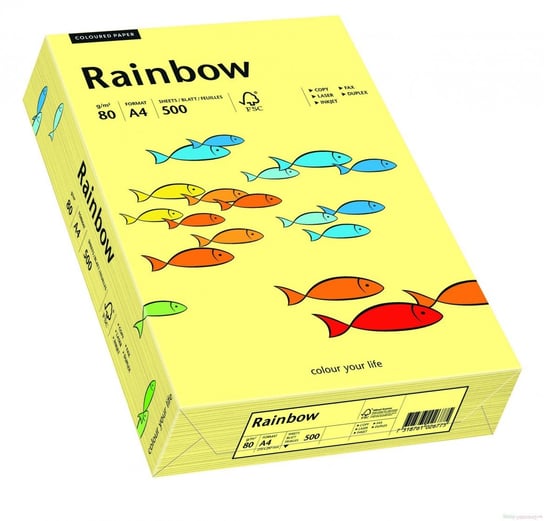 Papier ozdobny, gładki, Rainbow, jasny żółty, A4, 250 arkuszy Rainbow