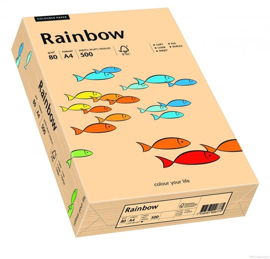 Papier ozdobny, gładki, Rainbow, łososiowy, A4, 250 arkuszy Rainbow