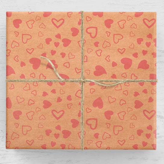 Papier Pakowy Pink Hearts Kraft 1 Arkusz WrapAndPack