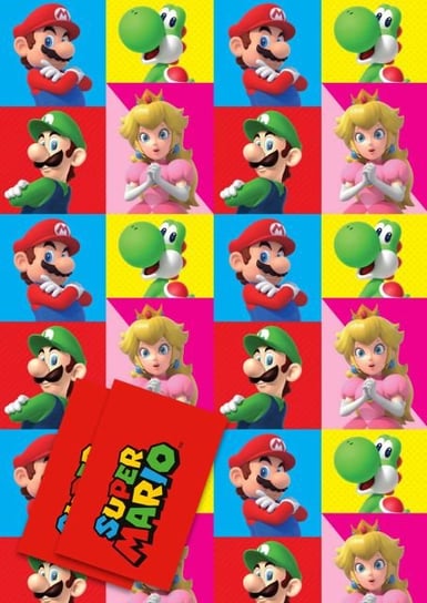 Papier prezentowy do pakowania prezentów Super Mario 2 arkusze 50x70 cm Super Mario Bros