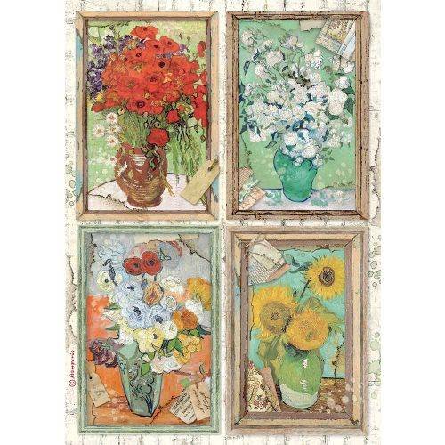 Papier ryżowy, A4 Atelier, kwiaty Van Gogh Stamperia