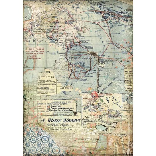 Papier ryżowy, A4, mapy Stamperia