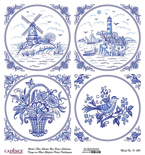 Papier ryżowy Cadence, Niebieski krajobraz, 30x30 cm Cadence