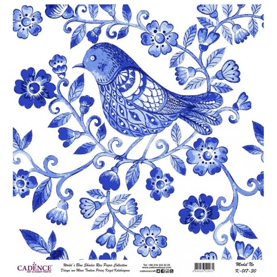 Papier ryżowy Cadence, Niebieski Ptak, 30x30 cm Cadence