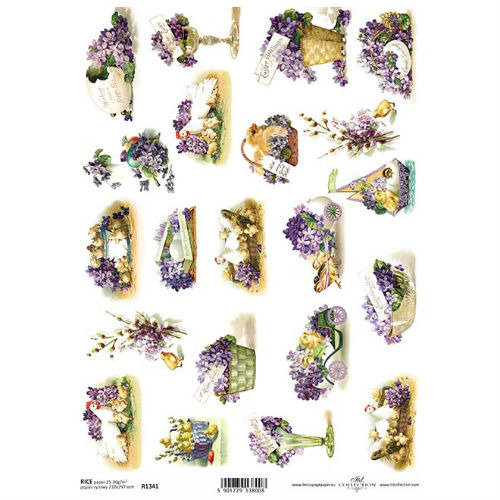 Papier ryżowy ITD A4 R1341 kwiaty Wielkanoc ITD Collection