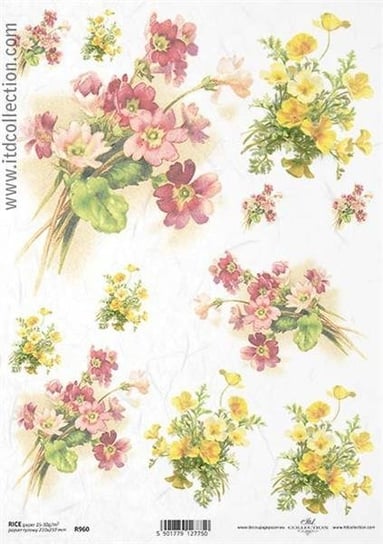 Papier ryżowy ITD A4 R960 prymulki kwiaty ITD Collection