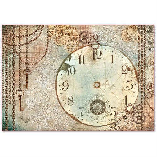 Papier ryżowy Stamperia 48x33 cm tarcza zegara Stamperia