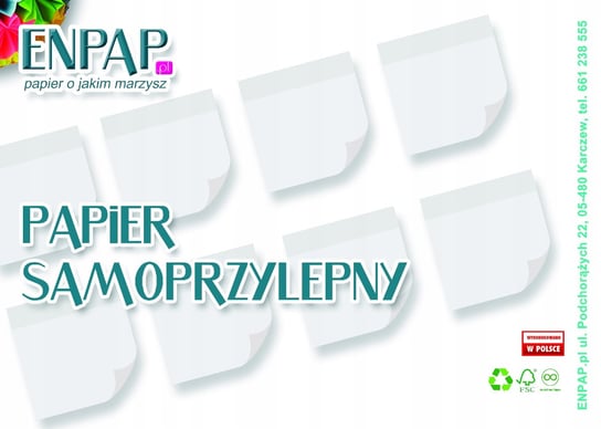 Papier samoprzylepny biały matowy, A4, 100 arkuszy ENPAP