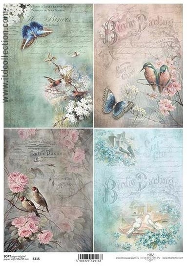 Papier SOFT ITD A4 S315 kwiaty motyl ptaki ITD Collection