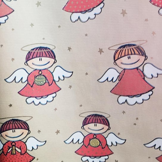 Papier świąteczny aniołki do prezentów 57cmx25m 25m71 Fastima Marcin Wajda