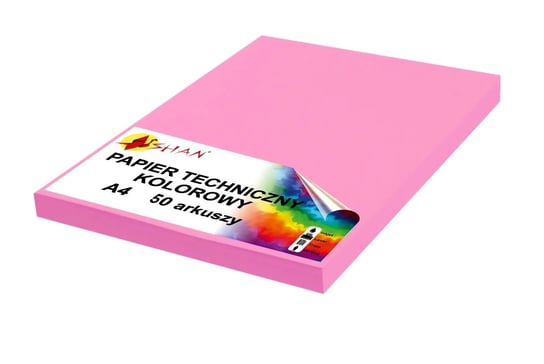 Papier techniczny A4 140g różowy landrynkowy 50 arkuszy Shan