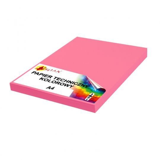 Papier techniczny A4 160g różowy landrynkowy 50 arkuszy Shan