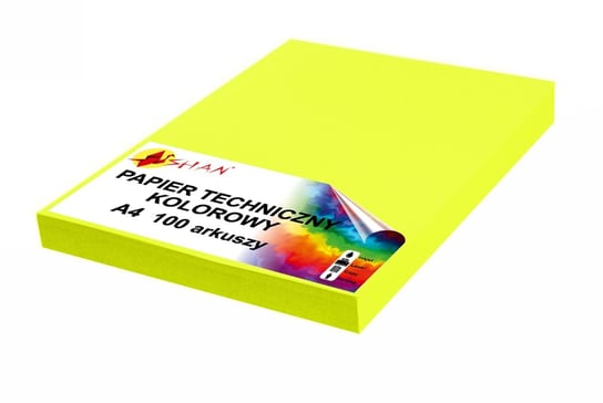 Papier techniczny A4 180g żółty neon 50 arkuszy Shan