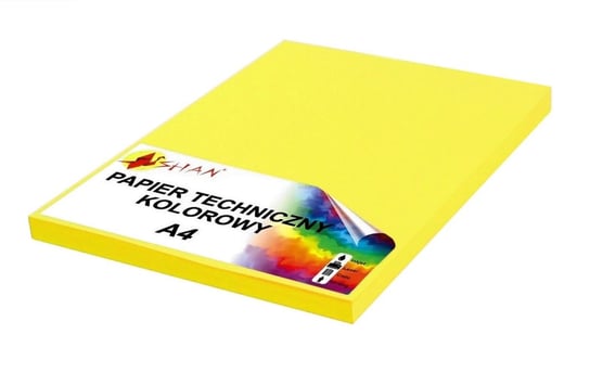 Papier techniczny A4 220g żółty neon 50 arkuszy Shan