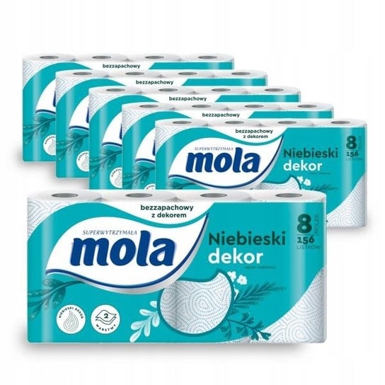Papier toaletowy Mola Blue Dekor (8 rolek) x 6 opakowań Mola
