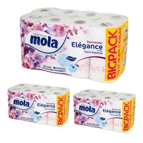 Papier toaletowy Mola Romantic Elegance (16 rolek) x 3 opakowania Mola