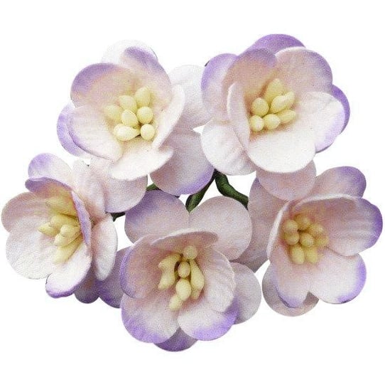 Papierowe KWIATY WIŚNI 2-tonowe liliowe - 50szt Wild Orchid Crafts
