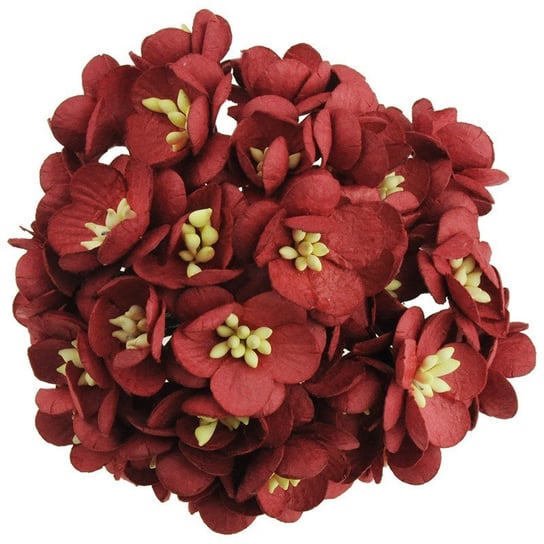 Papierowe KWIATY WIŚNI ciemno czerwone - 50szt Wild Orchid Crafts