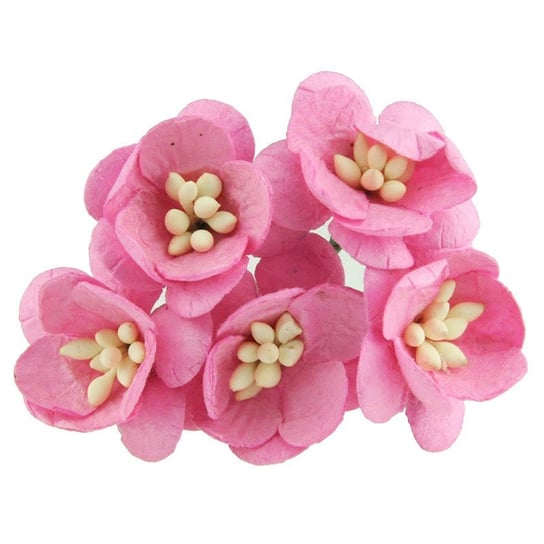 Papierowe KWIATY WIŚNI różowe - 50szt Wild Orchid Crafts