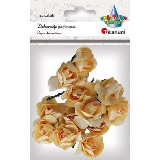 Papierowe róże na druciku kremowe 25mm 12szt TITANIUM
